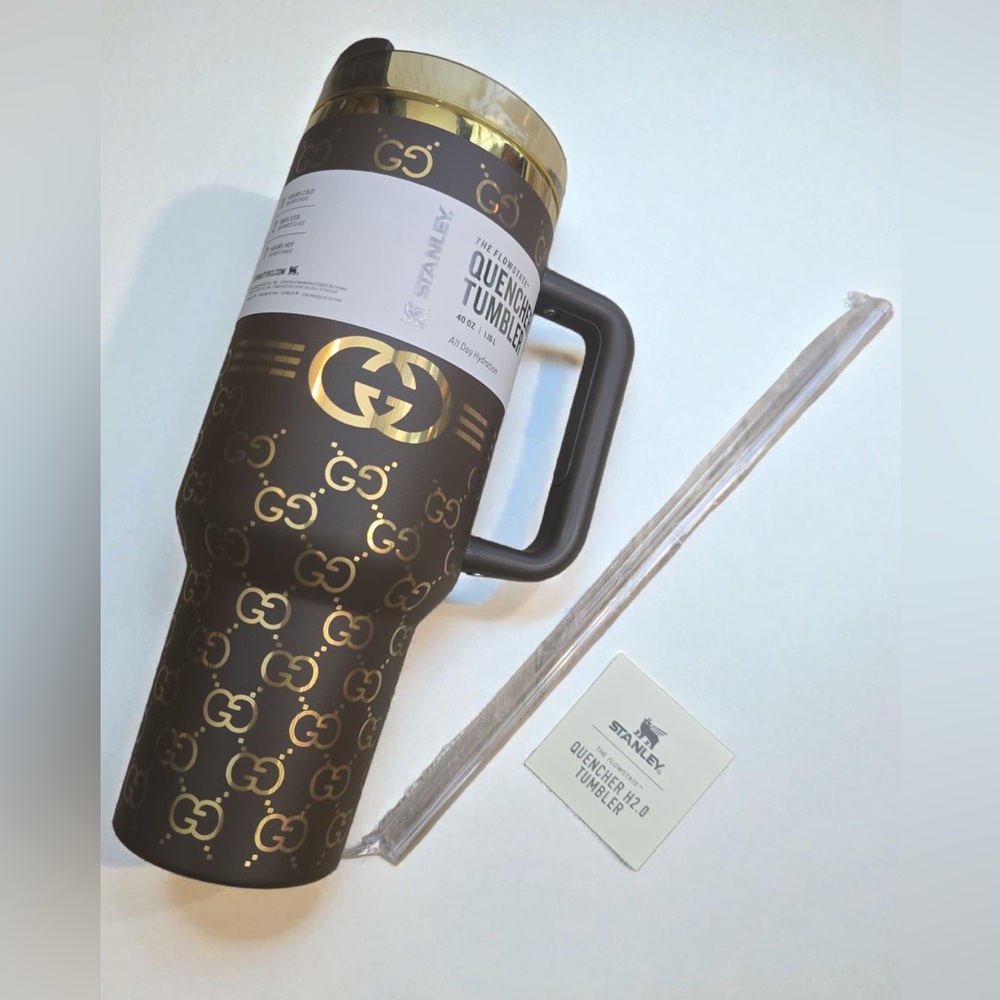 Stanley Black and Gold Patterned Tumbler